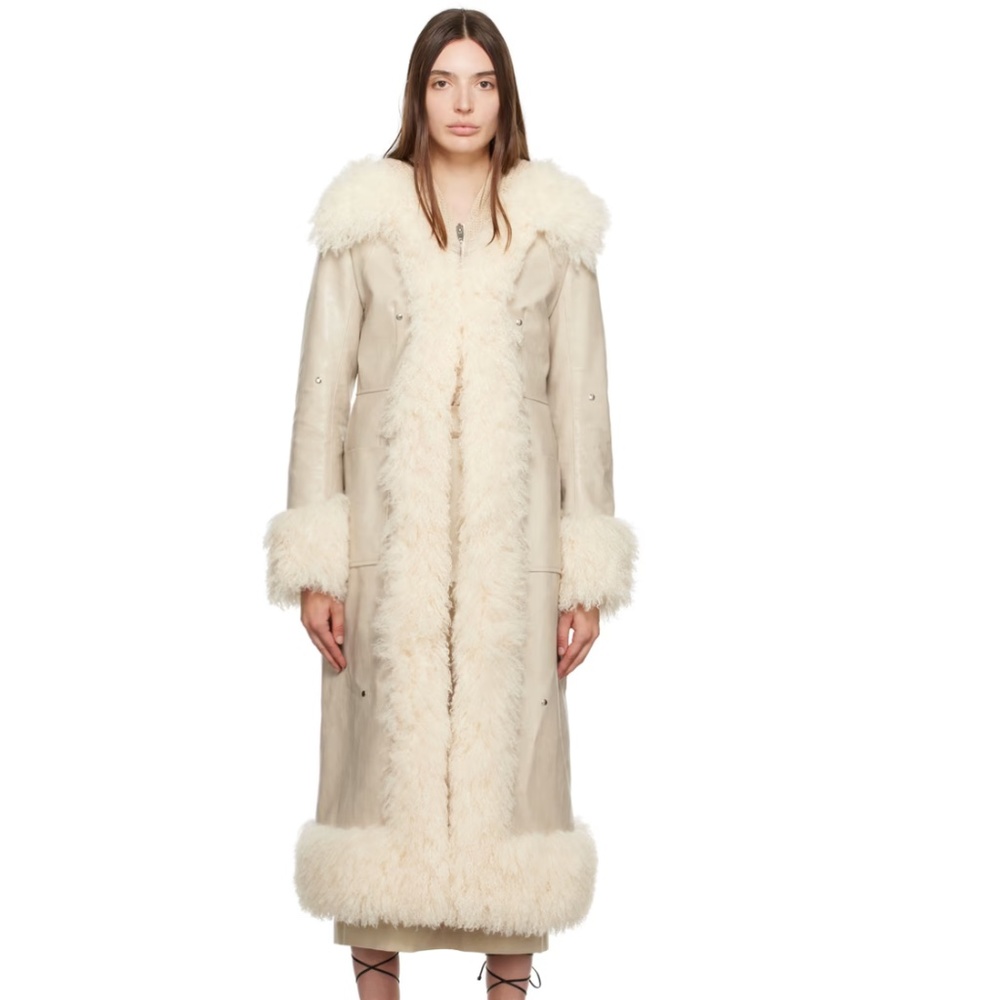 Kijun Off-White Diane Faux-Leather Coat (NWOT)